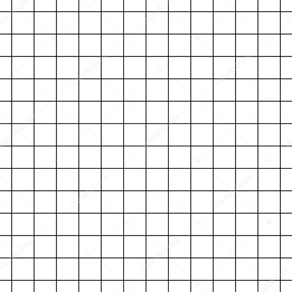 Seamless black and white cell grid striped isolated on white background