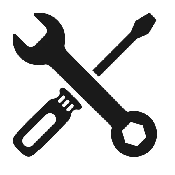 Schraubenzieher und Schraubenschlüssel-Symbol in flachem Stil isoliert auf weißem Hintergrund. Fix Symbol für Ihre Website-Design, Logo, App, ui usw. — Stockvektor