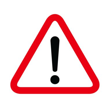 Tehlike uyarı simge vektör simge düz işareti simgesi beyaz arka plan üzerinde izole ünlem işareti ile