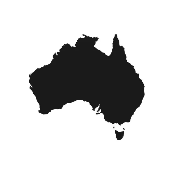 Australia mapa vectorial negro aislado sobre fondo blanco — Vector de stock