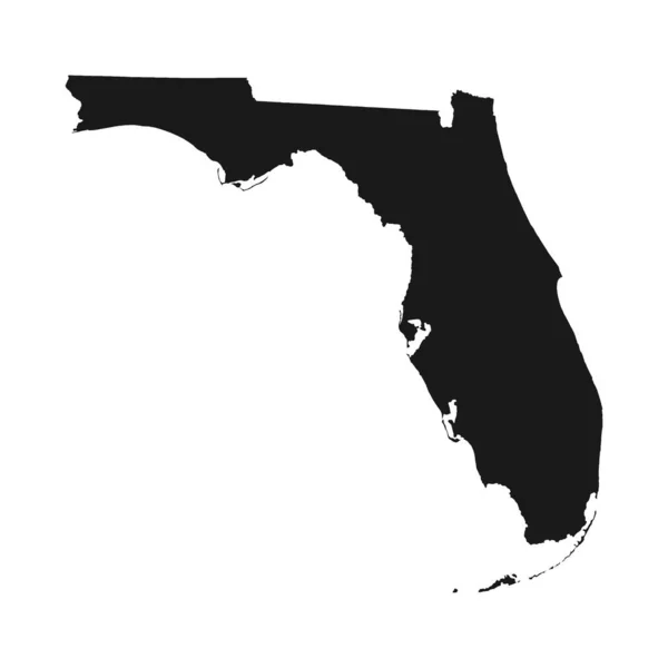 Peta siluet vektor Florida. Ilustrasi rinci yang tinggi. Negara Amerika Serikat - Stok Vektor