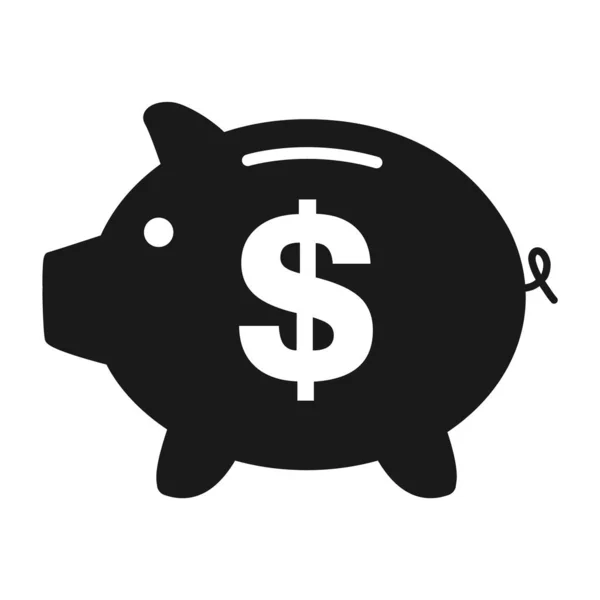 Piggy banco vetor ícone plana com símbolo de dólar. Rendimentos monetários —  Vetores de Stock