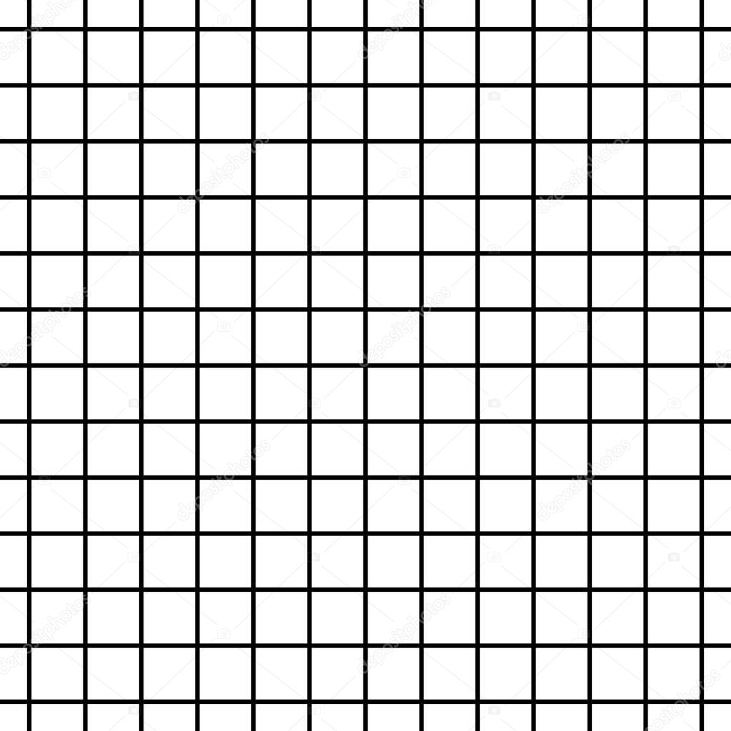 Seamless black and white cell grid striped isolated on white background