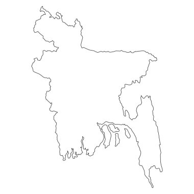 Siyah Harita Bangladeş Beyaz Arka Plan, Vektör İllüstrasyon dünya coğrafyası Üzerine İzole