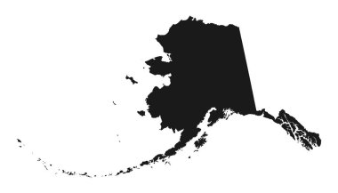 Alaska haritası, Abd eyaleti. Ülke alanının sağlam siluet haritası. Basit düz vektör çizimi