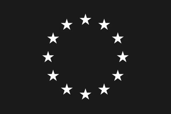 Європейський прапор Європейського Союзу, прапор ЄС, з чорно-білим кольором, ізольований на фоні — стоковий вектор