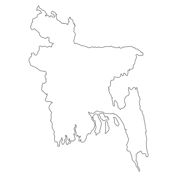 Μαύρος Χάρτης Μπαγκλαντές απομονωμένος σε λευκό φόντο, απεικόνιση διάνυσμα παγκόσμια γεωγραφία — Διανυσματικό Αρχείο