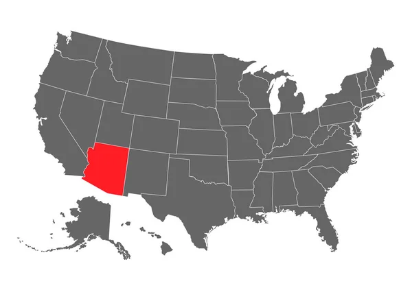 Silueta de mapa vectorial Arizona. Alta ilustración detallada. Estado Unidos de América país — Archivo Imágenes Vectoriales