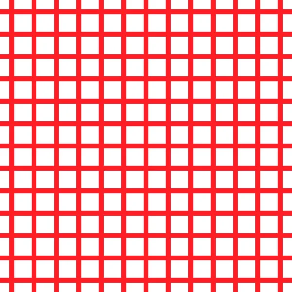 Grade de células vermelhas e brancas sem costura listrada isolada em fundo branco — Vetor de Stock