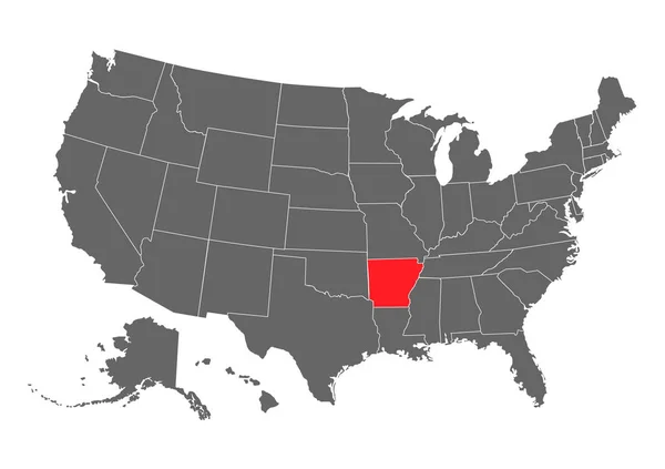 Sílhueta de mapa vetorial Arkansas. Ilustração detalhada alta. Estados Unidos da América país — Vetor de Stock