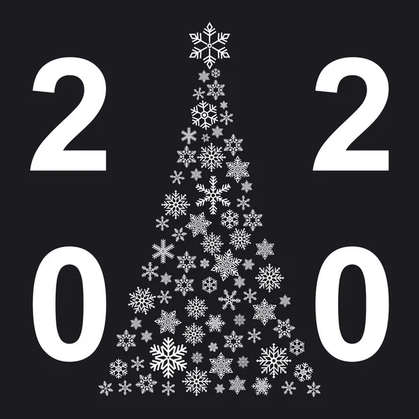 Árvore de Natal com pequeno floco isolado no fundo de cor. Patter moderno abstrato 2020 — Vetor de Stock
