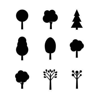 Ağaç simgesi. Orman vektör sembolü. Beyaz arka planda düz Web işareti