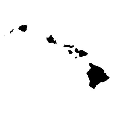 Hawaii vektör haritası silueti. Yüksek detaylı illüstrasyon. Amerika Birleşik Devlet ülke