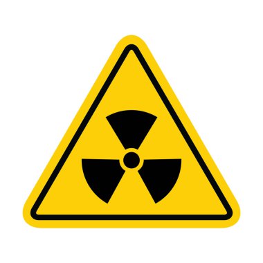 Radyasyon toksik sembolü beyaz arka plan üzerinde izole. Düz uyarı işareti