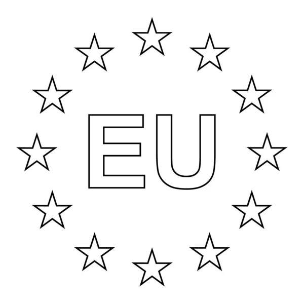 Європейський прапор Європейського Союзу, прапор ЄС, з чорно-білим кольором, ізольований на фоні — стоковий вектор