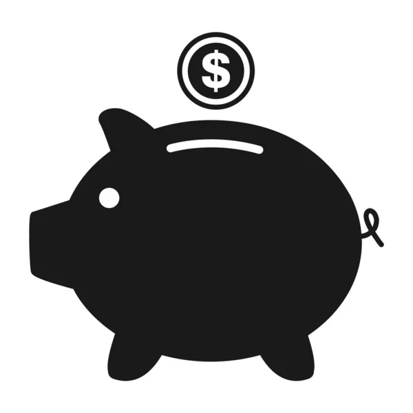 Dolar sembolü ile Piggy banka düz simge vektör. Para geliri — Stok Vektör