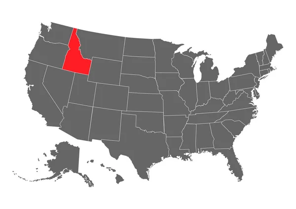 Silueta de mapa vectorial Idaho. Alta ilustración detallada. Estado Unidos de América país — Vector de stock
