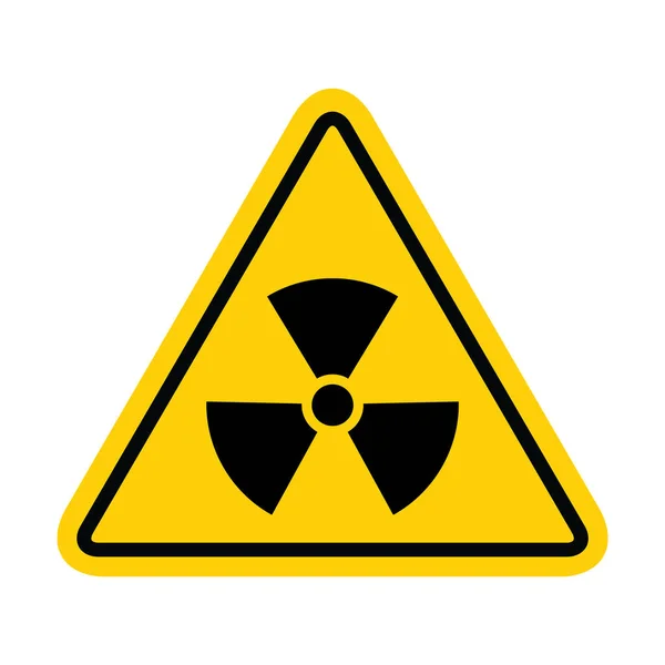 Simbolo tossico radioattivo isolato su sfondo bianco. Segnale di avvertimento piatto — Vettoriale Stock