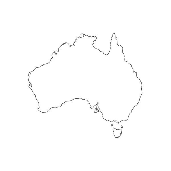白い背景に隔離されたオーストラリアの黒いベクトルマップ — ストックベクタ