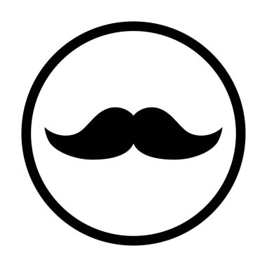 Bıyık düz simge sembolü. Beyaz arka planda yalıtılmış vektör çizimi