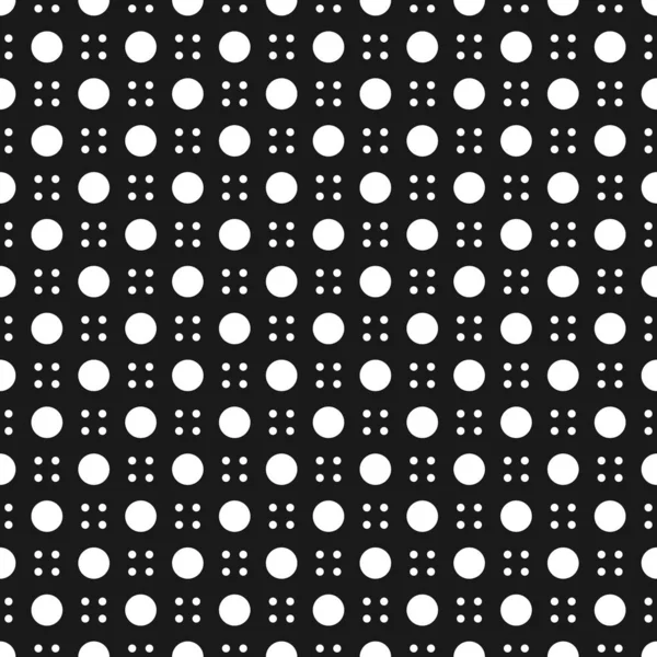 现代四点和大点无缝图案隔离在黑色背景上 — 图库矢量图片