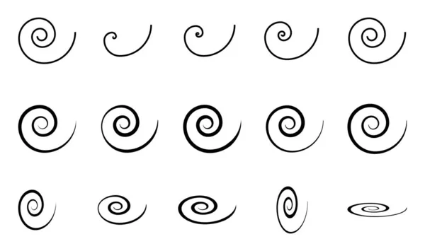 Spiral set icon isolated on white background. Black modern shape, vector illustration — Stock Vector