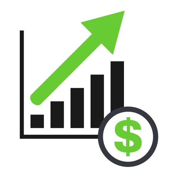 Simbolo economico crescente, icona moderna piatta, isolata su sfondo bianco — Vettoriale Stock