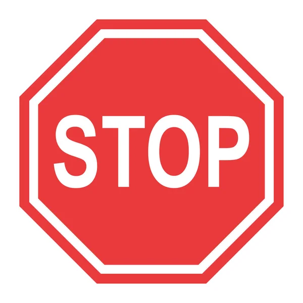 Stop sign, icono STOP vector. Ilustración de símbolo de color rojo singe — Vector de stock