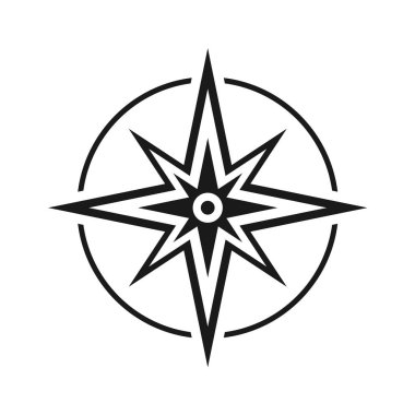 Beyaz arkaplanda izole edilmiş kuzey, güney, doğu ve batı sembolü olmayan modern düz simge