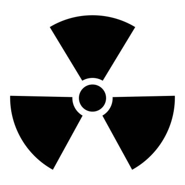 Radyasyon toksik sembolü beyaz arka plan üzerinde izole. Düz uyarı işareti