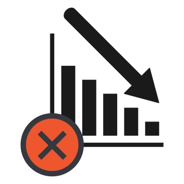 Kayıp, düşüş ekonomik simgesi, düz modern simge, beyaz arka planda izole edilmiş.