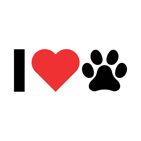Jag Älskar Min Hund Ikon Tryck Symbol Isoalted Vit Bakgrund — Stock vektor
