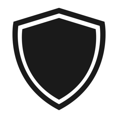Kalkan koruma simgesi, güvenlik sembolü, savunma logosu, web düğmesi, internet güvenliği  .