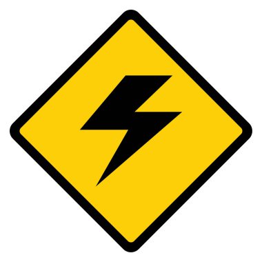 Yüksek voltaj simgesi, beyaz arkaplanda izole edilmiş tehlikeli vektör sembolü, web düğmesi .