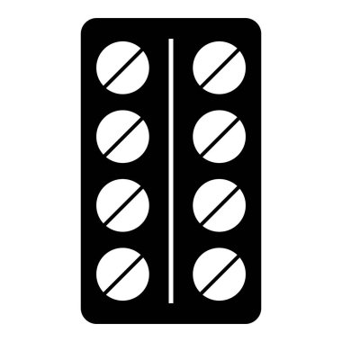 İlaç hapı yassı kapsül ikonu. Beyaz arkaplanda vektör işareti izole edildi. Eczane çizimi .