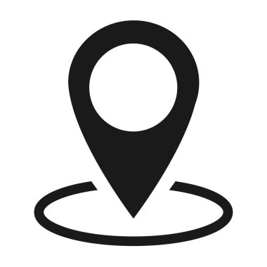 Beyaz arkaplanda izole edilmiş konum simgesi, harita işaretleyici simgesi. Vektör ağ düğmesi .