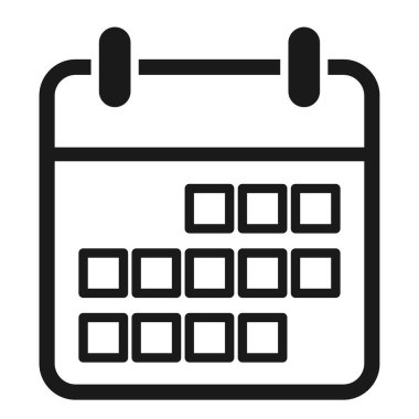 Takvim simgesi, tarih olay simgesi beyaz arkaplanda izole edildi. Vektör ağ düğmesi .