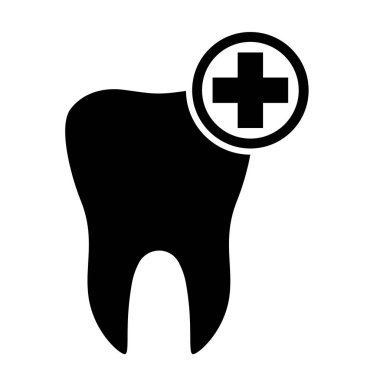 Diş ve hastane çapraz ikonu beyaz arka planda izole edilmiş. Diş vektörü çizimi. Diş hekimliği sembolü. Stomatoloji .