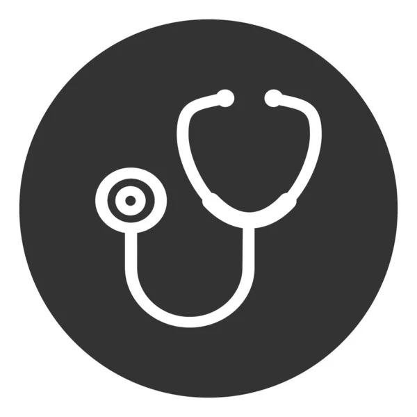 聴診器フラット診断アイコンベクトル 医師アイテム 背景に隔離された病院のピクトグラム — ストックベクタ