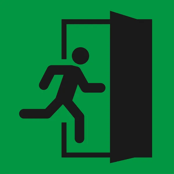 Hombre Corriendo Señal Puerta Salida Icono Del Vector Símbolo Seguridad — Vector de stock