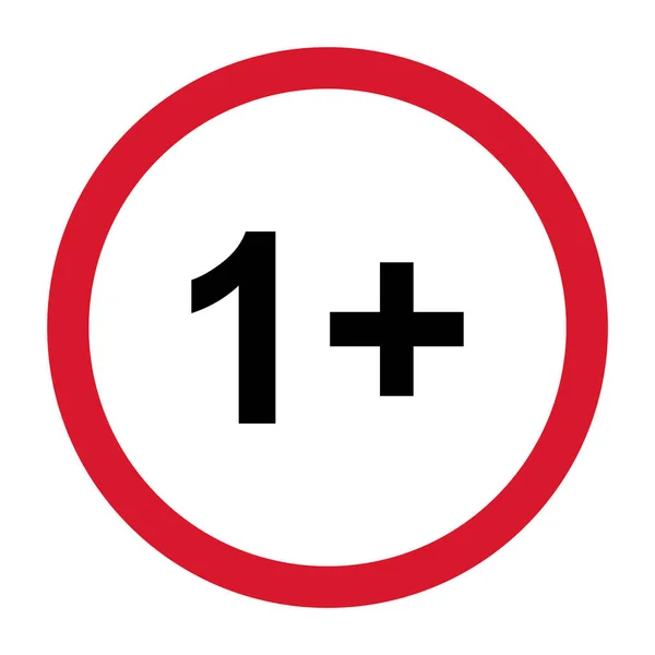 限制扁平标志 红色圆圈隔离在白色背景上 年龄限制符号 一年内没有警告说明 — 图库矢量图片