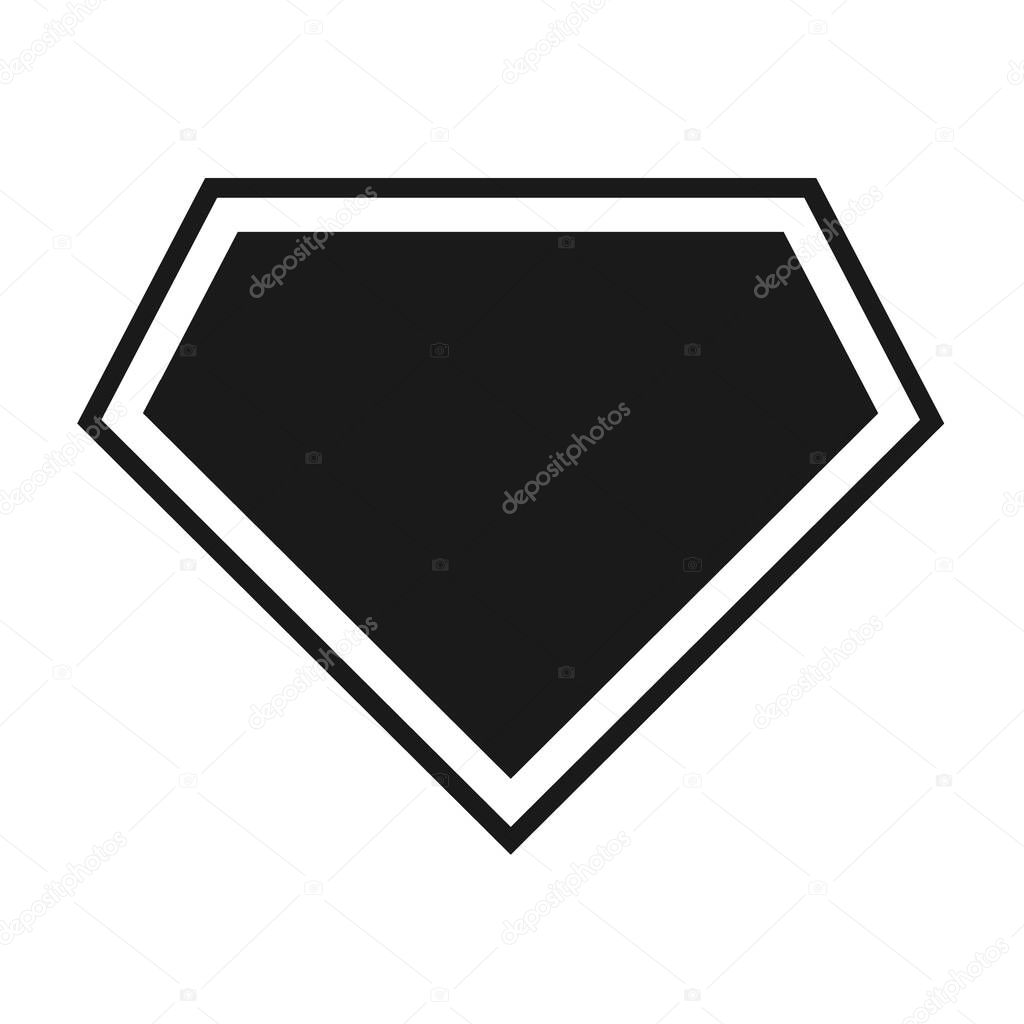 Comic hero icon, symbol shield. Isolated vector on white background .