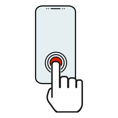 Uygulama, web sitesi için ekran simgesine dokunun. Evet vesaire. Beyaz arkaplanda izole edilmiş parmak tıklayın .