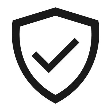 Kalkan koruma simgesi, güvenlik sembolü, savunma logosu, web düğmesi, internet güvenliği  .