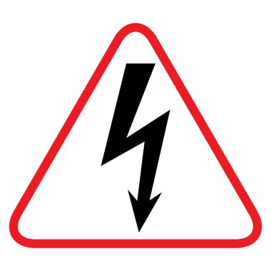 Yüksek voltaj simgesi, beyaz arkaplanda izole edilmiş tehlikeli vektör sembolü, web düğmesi .