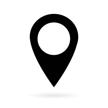 Beyaz arkaplanda izole edilmiş konum simgesi, harita işaretleyici simgesi. Vektör ağ düğmesi .