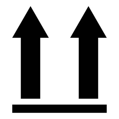 Bu taraf beyaz arkaplanda izole edilmiş düz simge. Paket sembolü, etiket vektör çizimi. Teslimat ulaşımı .