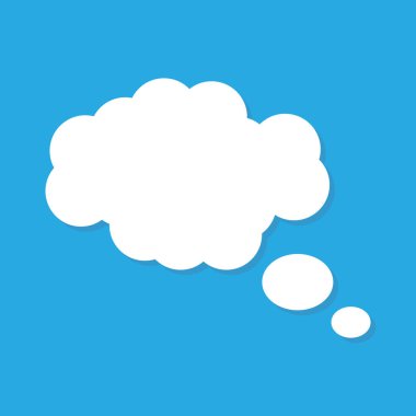 Blank empty balloon cloud with white color isolated on blue background. vector dialog for website .