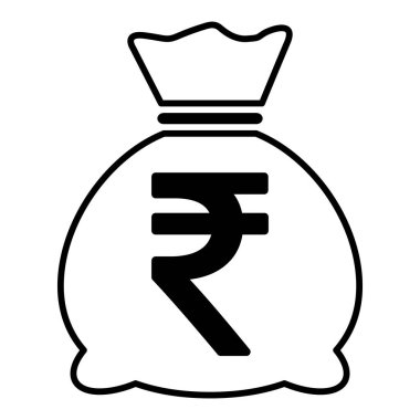 Para çantası simgesi beyaz arkaplanda izole edildi. Banka sembolü, kar grafiği, düz ağ işareti .