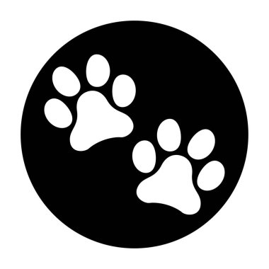 Hayvan iki pençe ikonu, köpek, kedi... evcil hayvan sembolü. Beyaz arkaplanda ayak izi izole edildi .